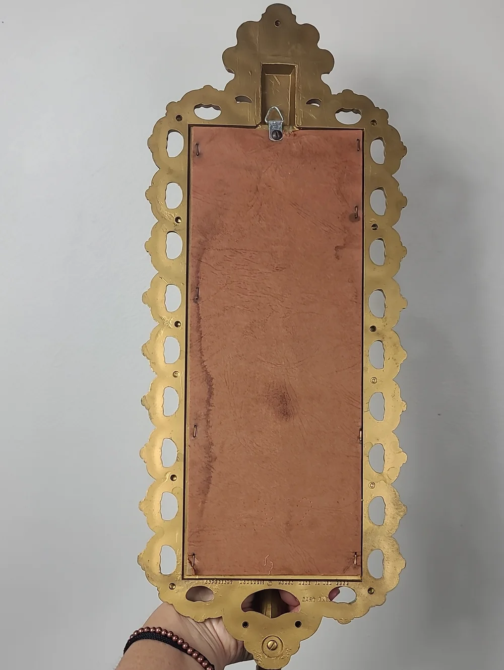 Vtg 1972 MCM Homeco Dart Gold-Tone Gilded Taper Candlestick Mirror Wall Sconce